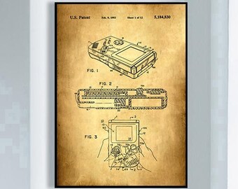 Nintendo Gameboy Patent Print, Vintage Wall Art