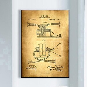 Telephone Patent Print, Vintage Patent Print, Framed Art Print, Vintage Poster Wall Decor, Poster Print, Canvas Print, Wall Print, Gift Idea