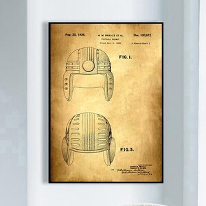Football Helmet Patent Print, Framed Art Print, Vintage Poster Wall Decor, Poster Print, Canvas Print, Wall Prints, Gift Idea