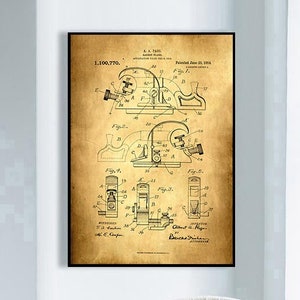 Rabbet Plane Patent Print, Framed Art Print, Vintage Poster Wall Decor, Poster Print, Art Canvas, Canvas Print, Wall Print, Gift Idea