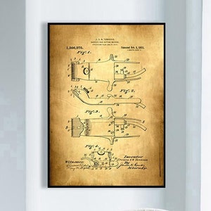 Barber&#39;s Hair Cutting Machine Patent Print, Patent Poster, Framed Art Print, Vintage Poster, Wall Decor, Poster Print,Canvas Print