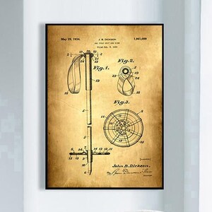 Ski Pole Grip and Ring Patent Print, Board Game Poster, Framed Art Print, Vintage Poster Wall Decor, Poster Print, Canvas Print, Gift Idea