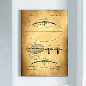 Football Patent Print, Rugby Ball Patent Poster, Framed Art Print, Vintage Poster Wall Decor, Poster Print, Canvas Print, Wall Prints