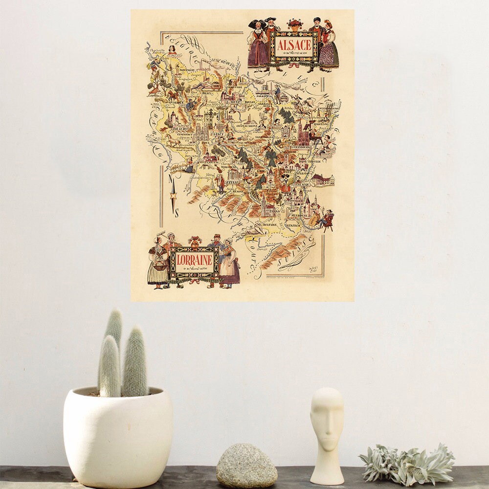 Old Map of Alsace-lorraine,map of France,vintage Map Poster,vintage  Pictorial Map,poster Print,canvas Print, Gift Idea,wall Decor,home Decor -  Etsy