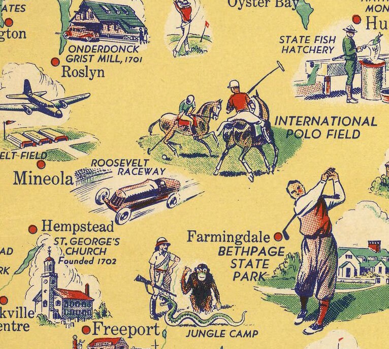 Old Map of Long Island Vintage Pictorial Mapvintage Map - Etsy