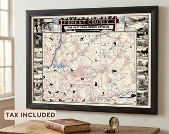 Vintage Forest County Pennsylvania Map Print, Cabin Decor Map, Allegheny