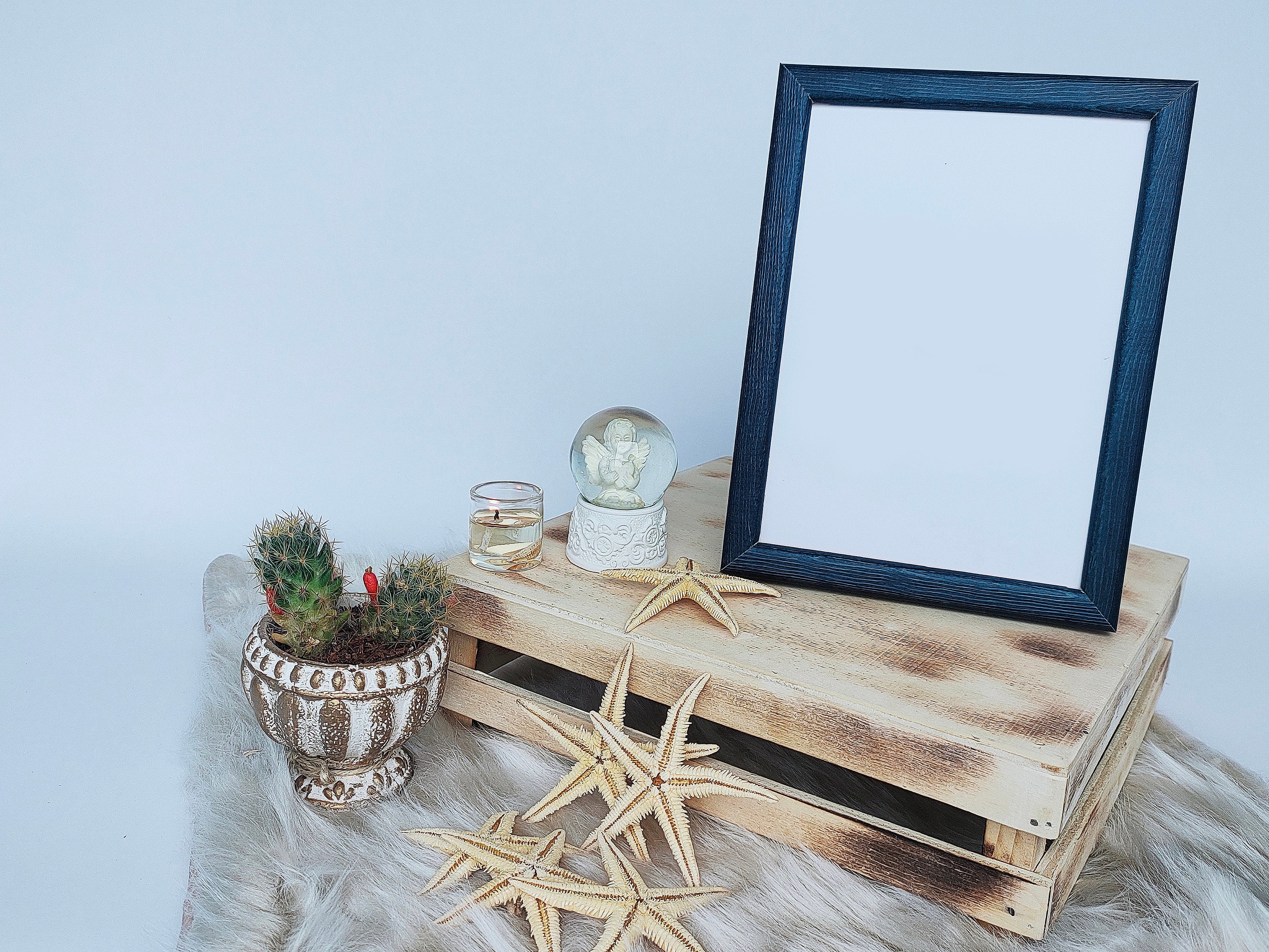 Handmade Wooden Photo Frame,modern Navy Blue Wood Picture