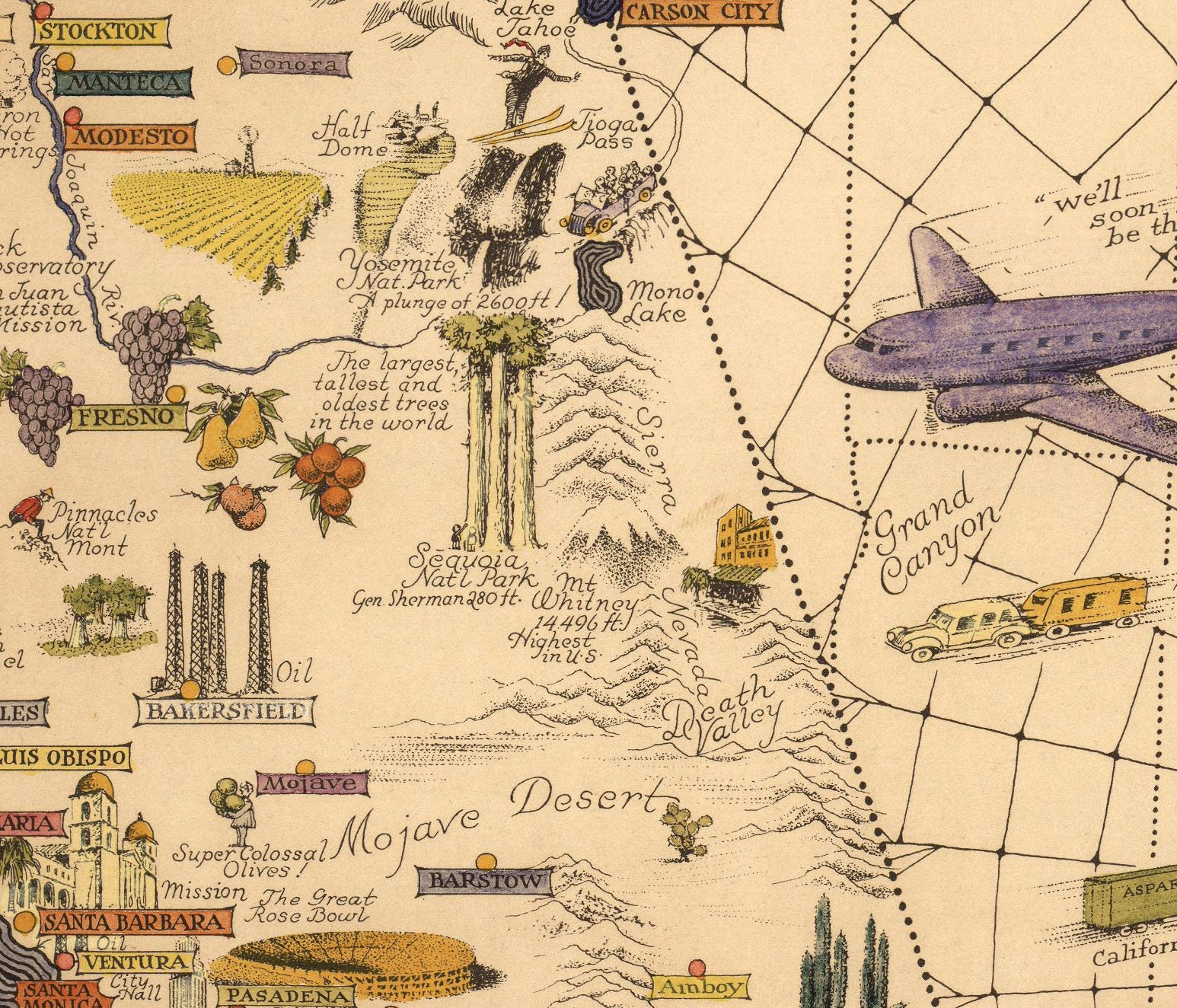 Old Map of California Vintage Map Postervintage Pictorial | Etsy