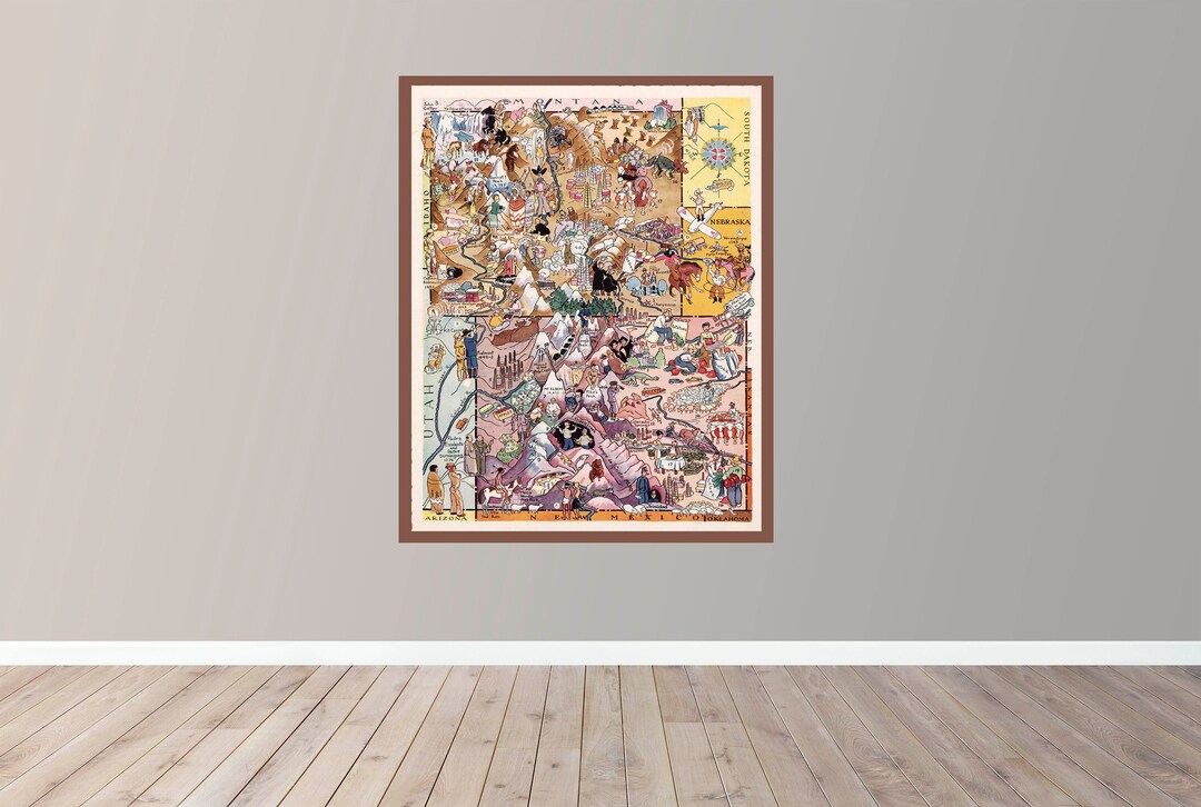 Old Map of America, Vintage Pictorial Map, Vintage Map Poster,vintage