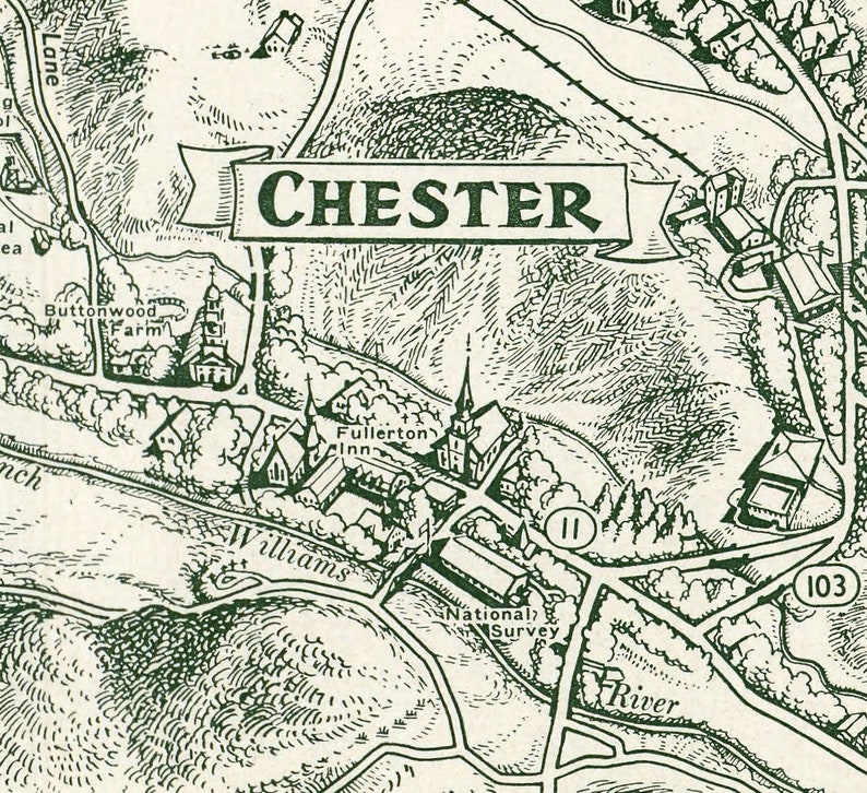 Old Map of Chester Vermont Vintage Pictorial Map Etsy Hong Kong