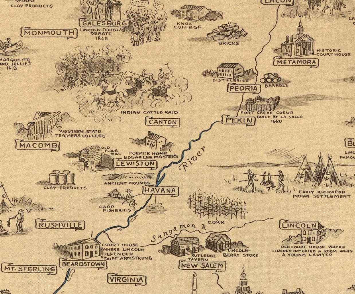 Old Map of Illinois the Prairie State Vintage Map Poster - Etsy