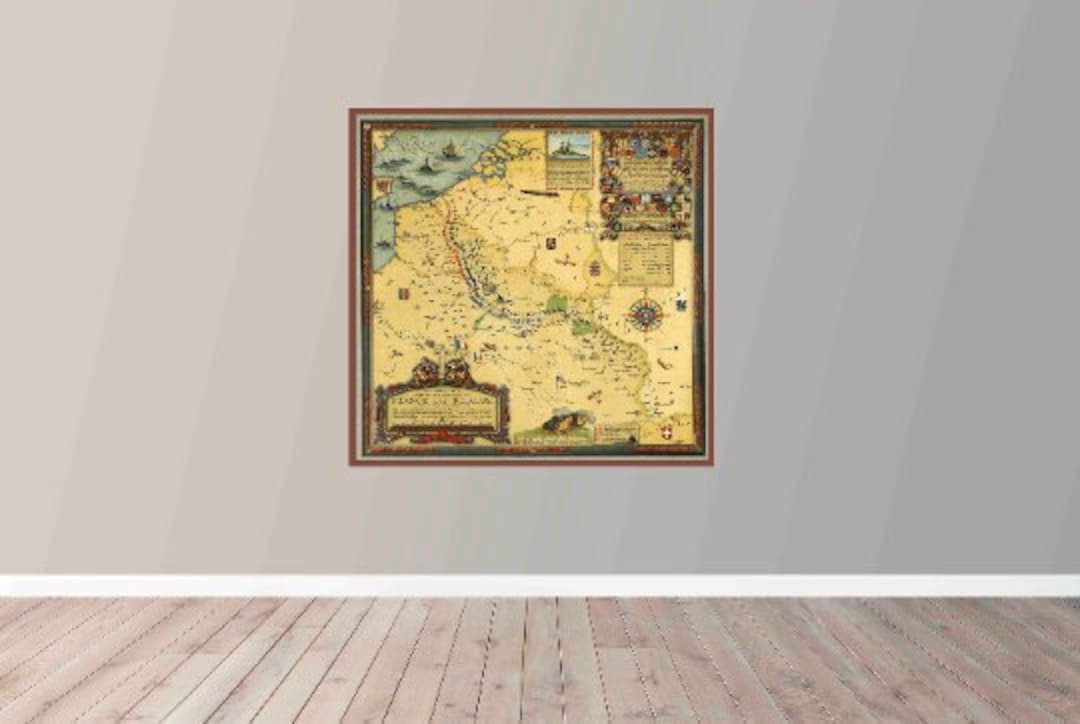 Old Map of France and Belgium, Vintage Pictorial Map Poster, Poster ...