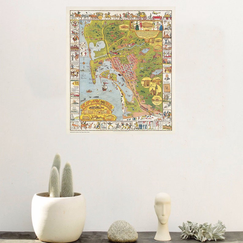Vintage San Diego Map Poster, Pictorial Print, Wall Decor - Etsy