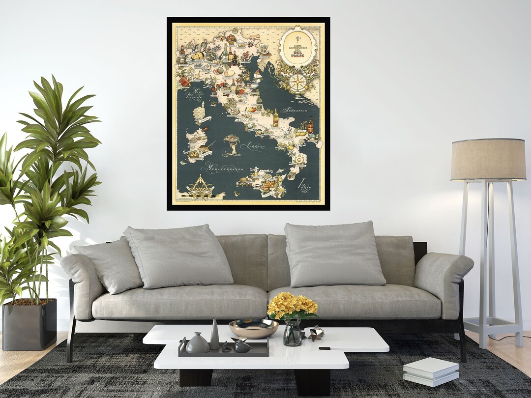 Old Map of Italy, Vintage Pictorial Map, Vintage Map Poster,vintage Map