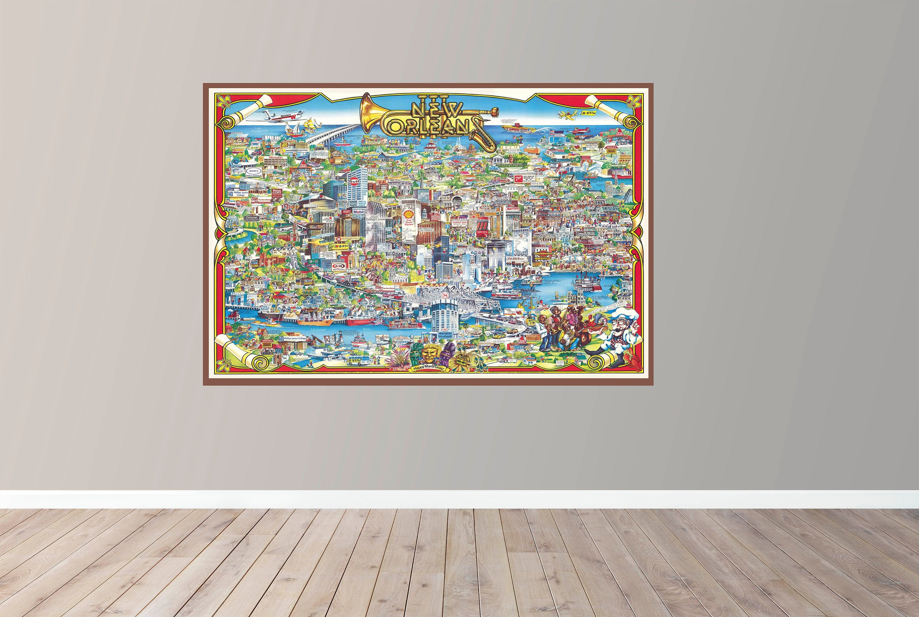 Old Map of New Orleans Vintage Pictorial Map Poster Print - Etsy