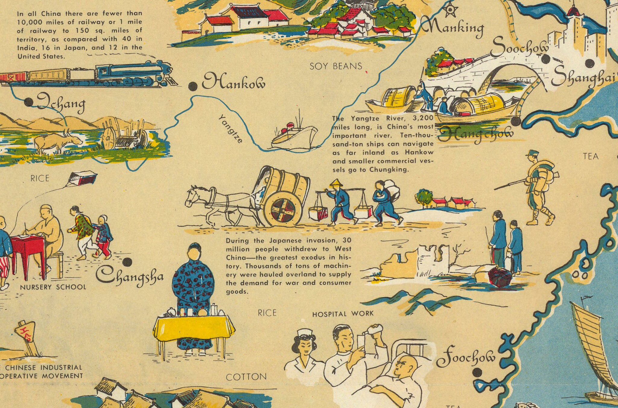 Vintage China Map Poster, Pictorial Wall Art - Etsy