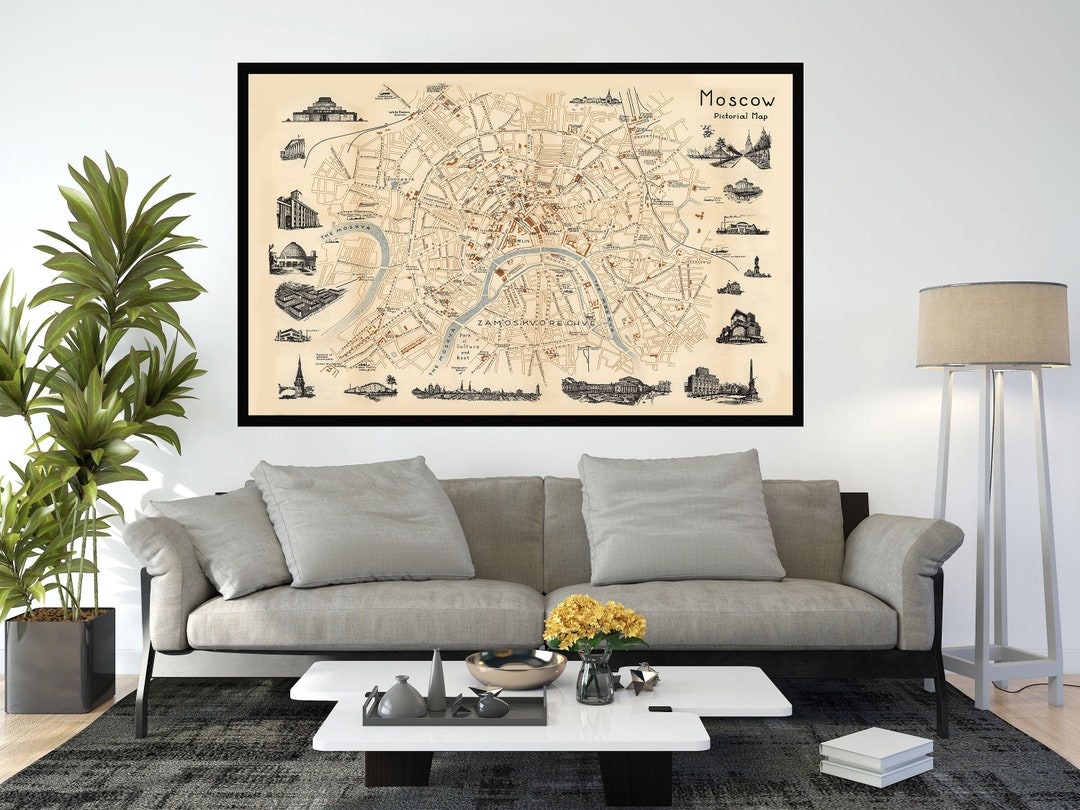 Old Map of Moscow,russia,vintage Pictorial Map Poster,vintage Map Art ...