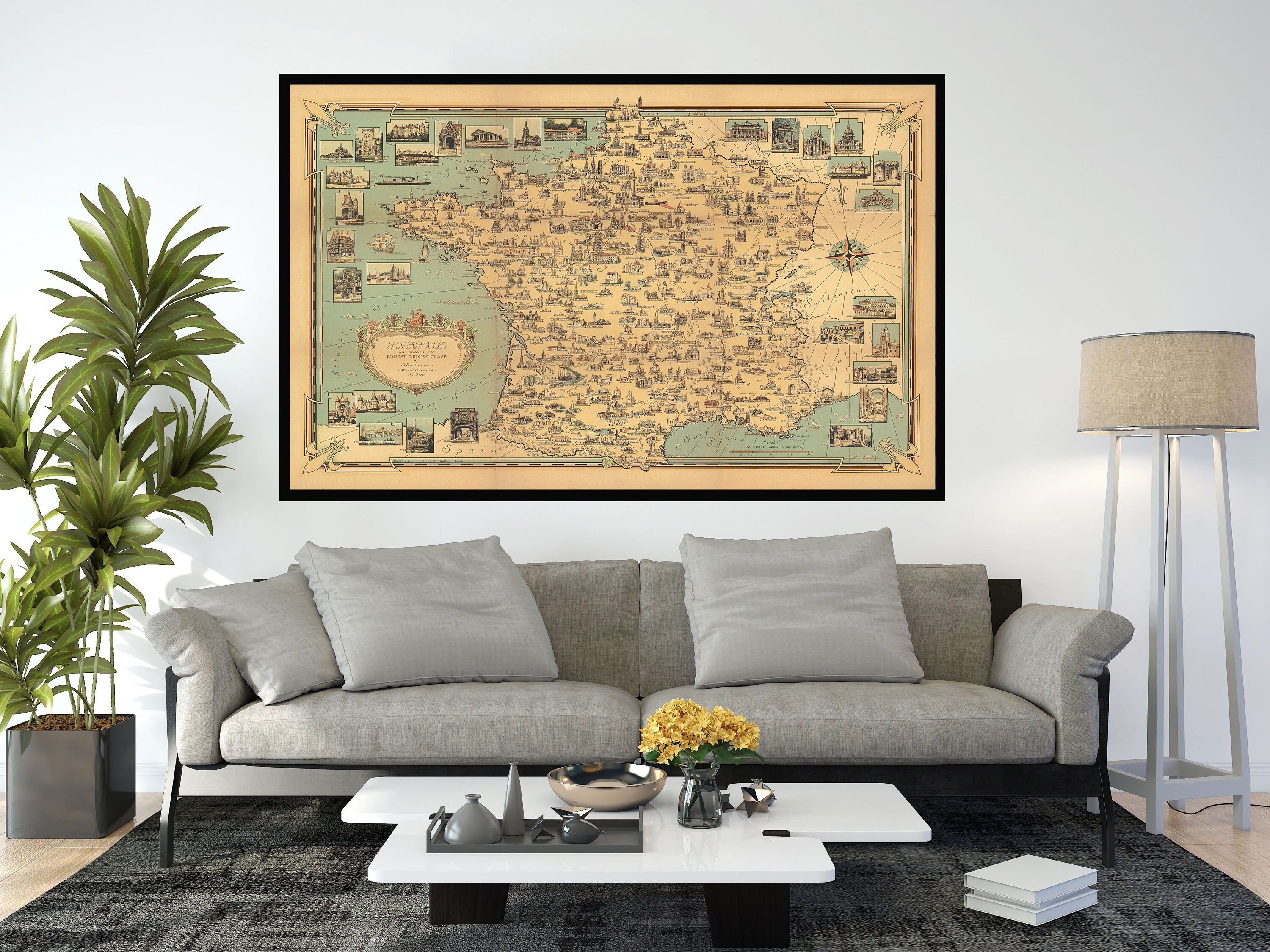 Old Map of France Vintage Pictorial Map Vintage Map Poster - Etsy