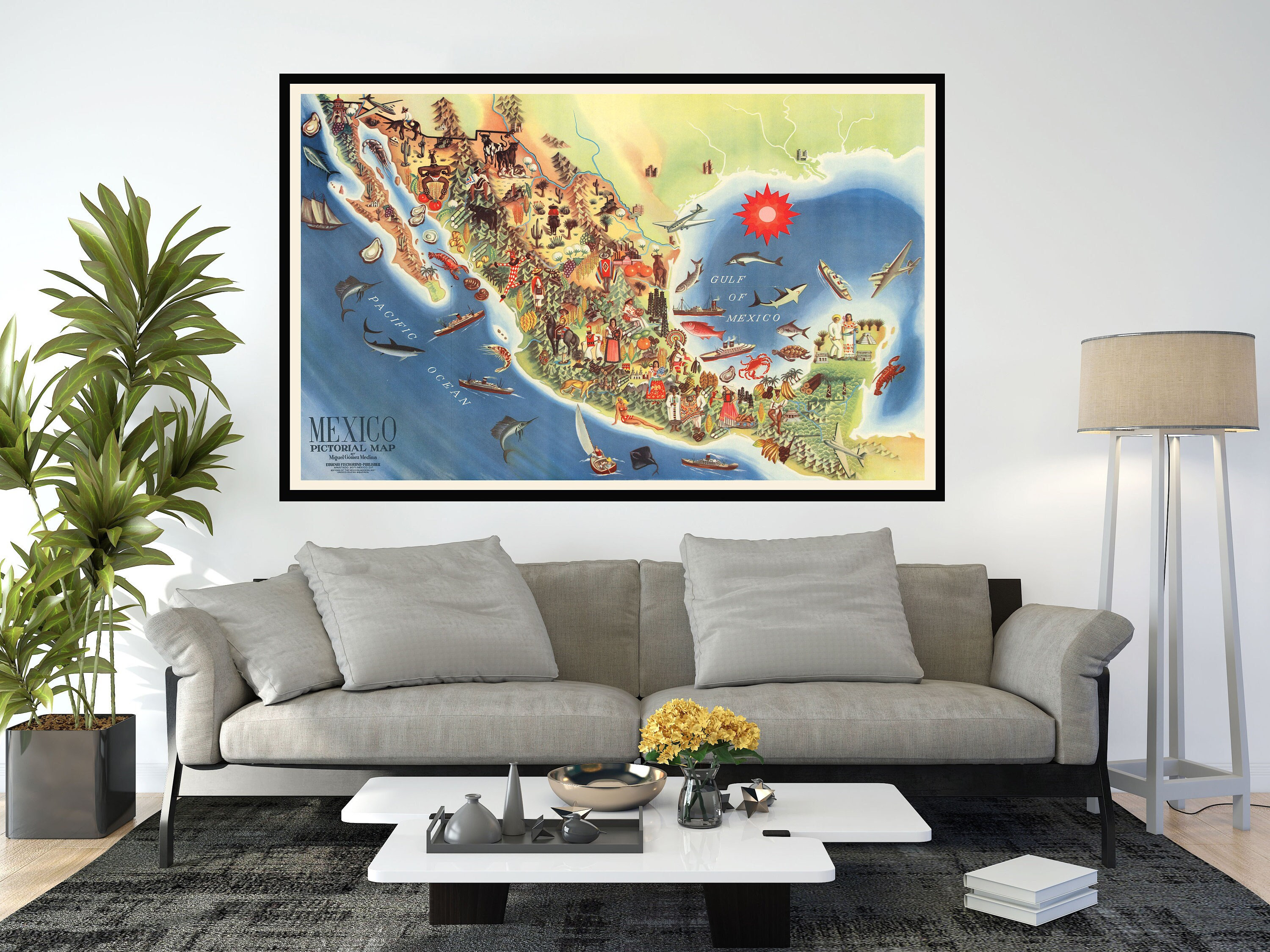 Old Map of Mexico Vintage Pictorial Map Postersvintage Map - Etsy