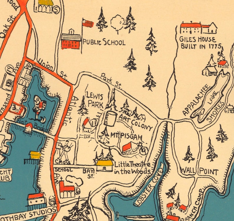 Old Map of Boothbay Harbor Map of Maine Vintage Pictorial Etsy