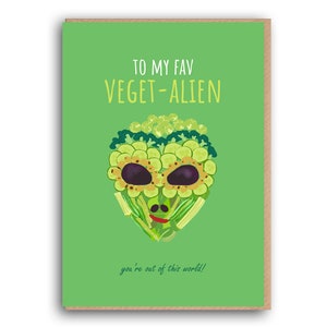 Carte pour Vegeterian, Vegeterian Birthday Card, Alien Birthday, Out of This World, Carte de vœux, Carte d’anniversaire, Veggie Birthday