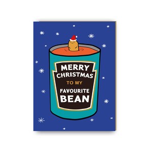 Weihnachtskarte, Frohe Weihnachten zu Lieblingsbohne, Freund Weihnachtskarte, Karte für Weihnachten