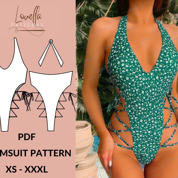 High Cut One Piece Swimsuit| swimsuit pattern pdf, sewing pattern, bikini pattern, women swimwear pattern, bathing suit pattern