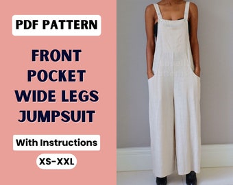 Women's Jumpsuit Sewing Pattern | XS-XXL Overalls Pattern | Beginner-Friendly Jumpsuit Pdf | Easy-to-Follow Dungaree Pant Loose Pattern