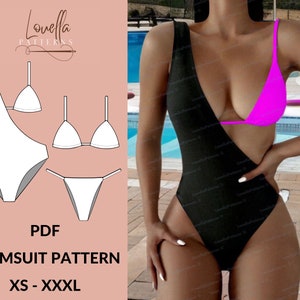 One Piece Swimsuit, Bikini Top Pattern, Bikini Bottom Pattern| swimsuit pattern pdf, sewing pattern, bikini pattern, women swimwear pattern