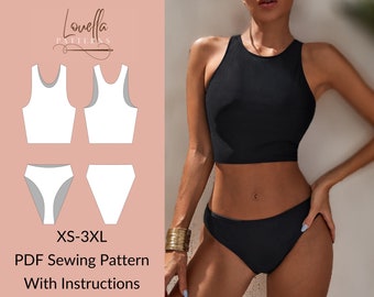 Bikini pattern // Bikini Top Pattern // Bikini Bottoms Patterns // Sewing Pattern Swimwear // Swimsuit pattern // Digital PDF Sewing Pattern