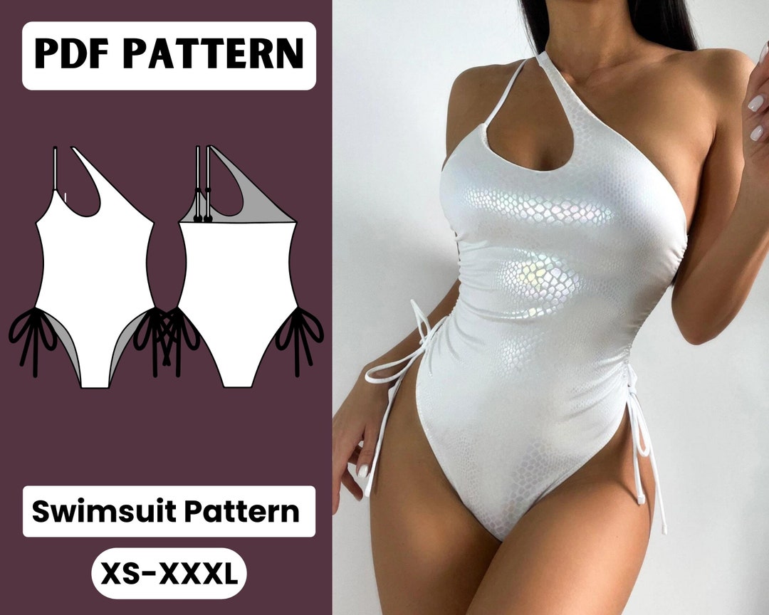 Side Drawstrings One Piece Swimsuit Swimsuit Pattern Pdf, Sewing