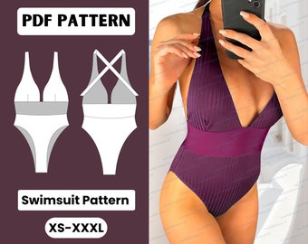 Patrón Bikini / Patrón de costura / Traje de baño de una pieza / Patrón de trajes de baño / Pdf Digital Fácil / Descarga Instantánea / Patrón de Traje de Baño / XS - XXXL