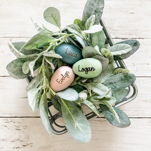 Personalized Easter Eggs Custom Kids Easter Egg Custom Spring Decor Spring Tiered Tray Decor image 1