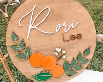 Citrus Nursery Sign | Custom Orange Nursery Sign | Personalized Nursery Name Sign