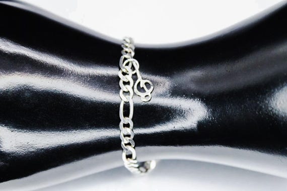925 ITALY Sterling Silver FIGARO Chain Vintage Bracelet With