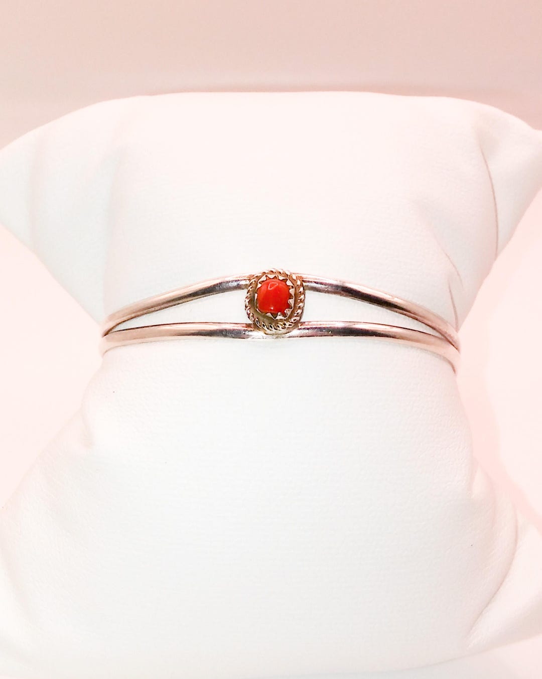 Vintage Sterling Silver Red Coral Navajo Baby Child Cuff Bracelet ...