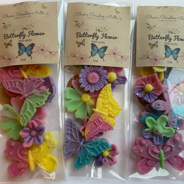 Butterfly Flower Wax melt, floral wax melts, spring candles, floral candles. Summer candles