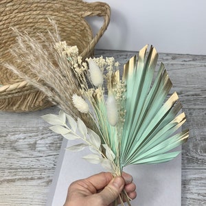 Sage Green Ivory Bouquet Palm Spear Cake Topper Dried Flowers Cake Decor