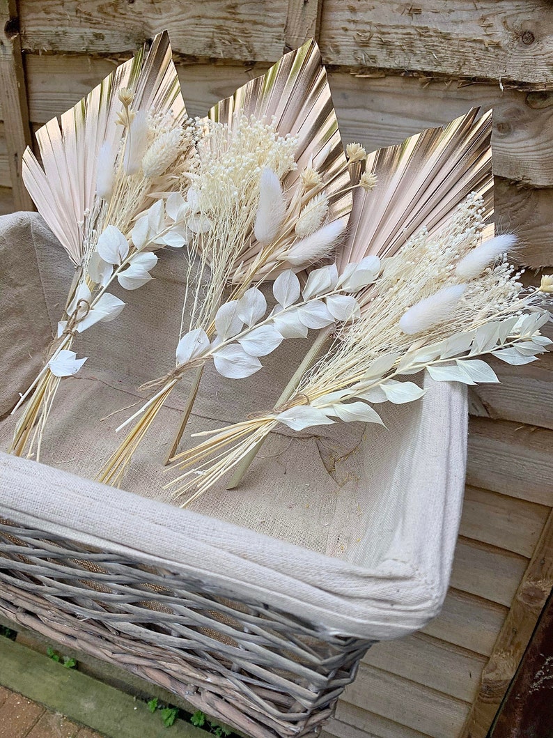 Latte / Cappuccino Palm Spear White Dried Flowers Cake Topper Cake Decorations Flower Arrangement image 5