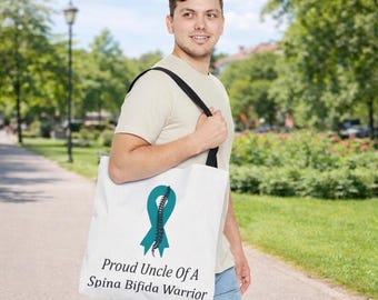 Proud Uncle Of A Spina Bifida Warrior Tote Bag - Awareness Gift Idea