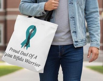 Proud Dad Of A Spina Bifida Warrior Tote Bag - Awareness Gift Idea