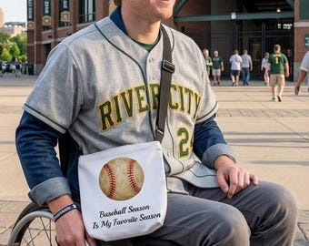 Baseball Season Is My Favorite Season Adaptive Medical Supply Tote Bag with Adjustable Strap
