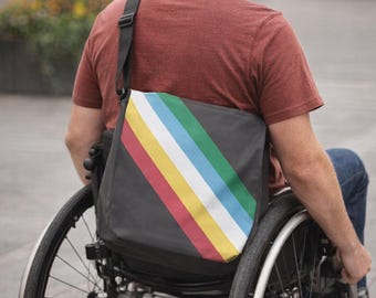 Disability Pride Flag Adaptive Medical Supply Tote Bag with Adjustable Strap