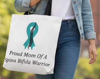 Proud Mom Of A Spina Bifida Warrior Tote Bag - Awareness Gift Idea