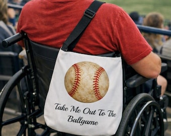 Take Me Out To The Ballgame Adaptive Medical Supply Tote Bag with Adjustable Strap