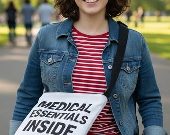 Medical Essentials Inside Adaptive Medical Supply Tote Bag with Adjustable Strap