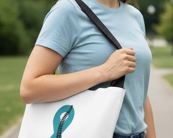 Proud Mom of a Spina Bifida Warrior Adaptive Tote Bag with Adjustable Strap - Awareness Gift Idea