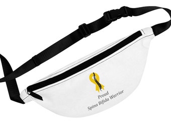 Proud Spina Bifida Warrior Adaptive Fanny Pack With Adjustable Strap With Teal Or Yellow Ribbon