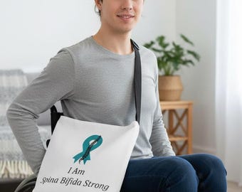 I Am Spina Bifida Strong Adaptive Medical Supply Tote Bag with Adjustable Strap