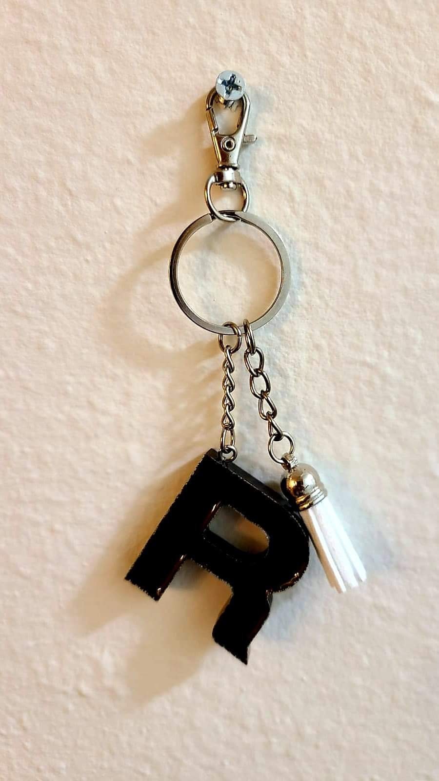 Letter R Keychain with Tassel Etsy